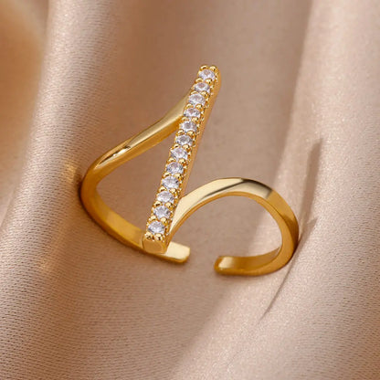 Gold Zircon Geometric Ring