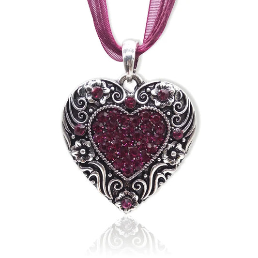 Vintage Heart Flower Necklace