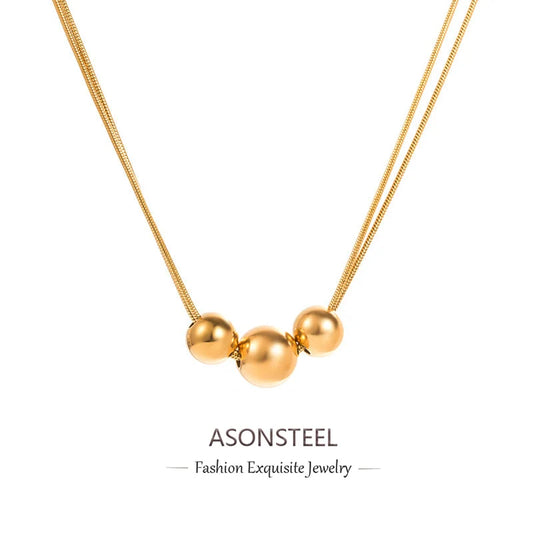 Gold Bead Pendant Necklace