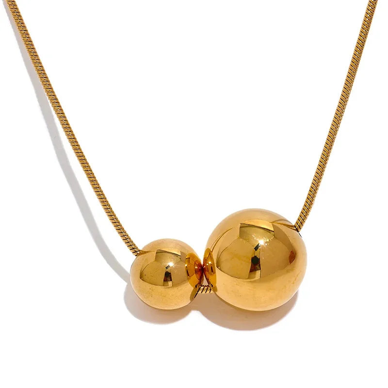 Gold Bead Pendant Necklace