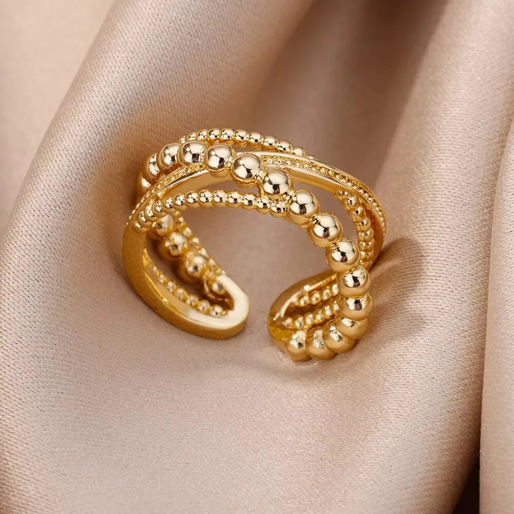 Gold Zircon Geometric Ring