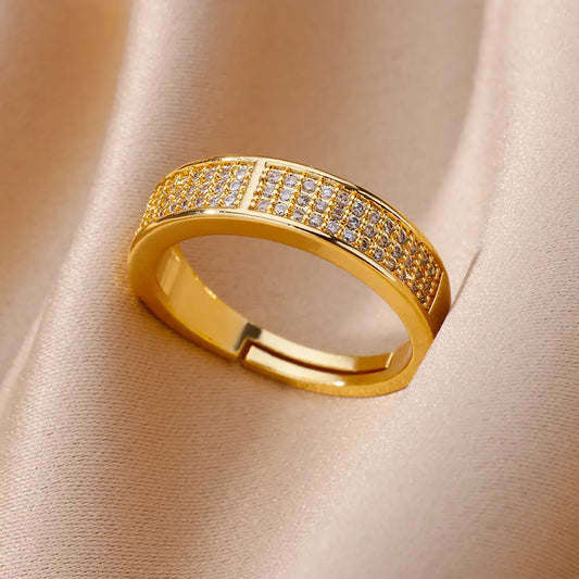 Zircon Geometric Gold Ring