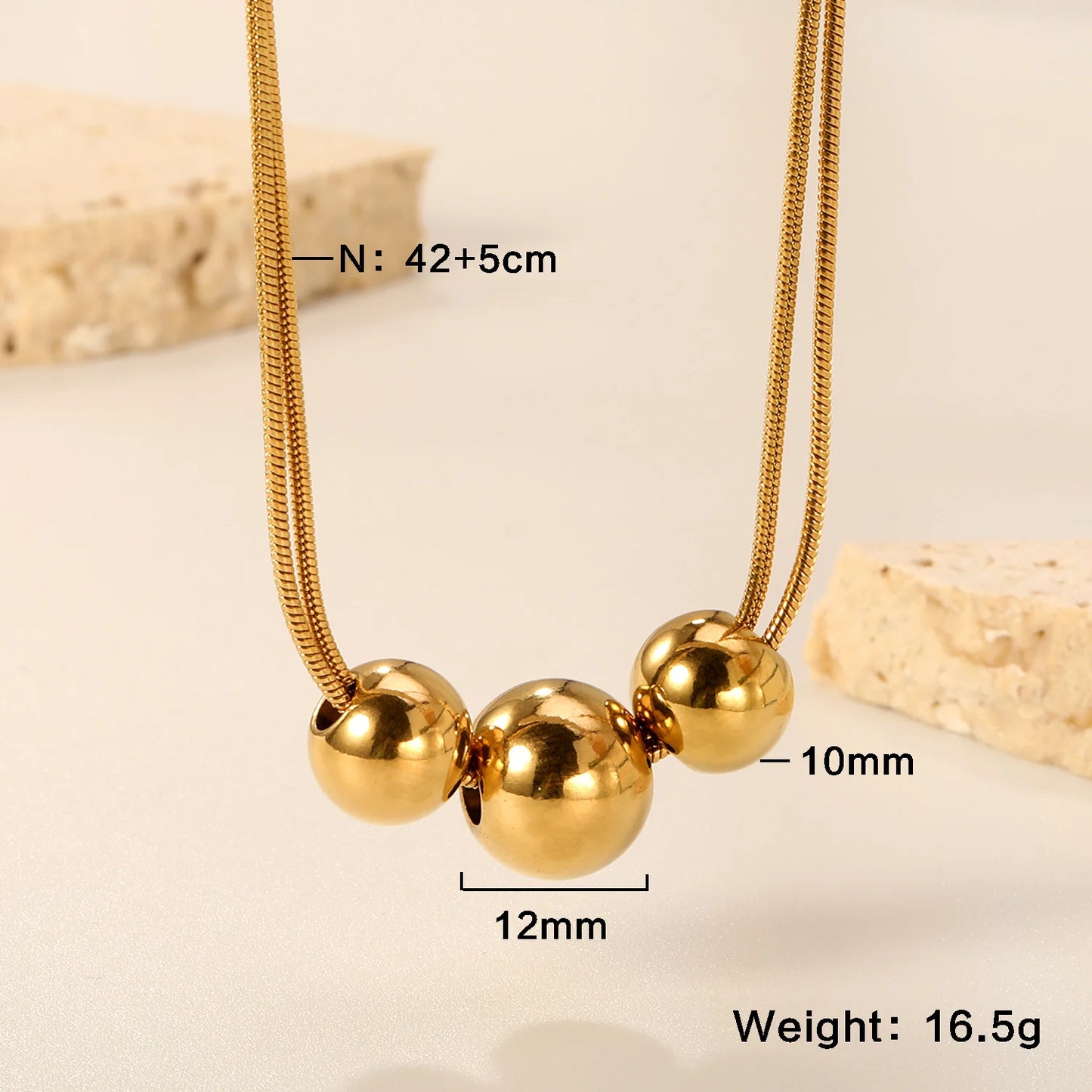 Gold Bead Pendant Necklace