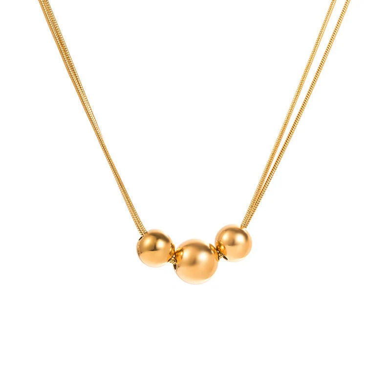 Gold Bead Pendant Necklace
