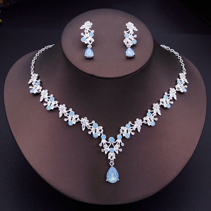 Floral Rhinestone Jewelry Set