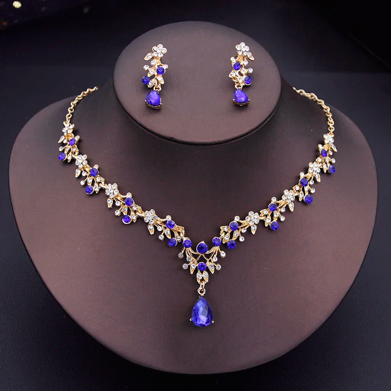 Floral Rhinestone Jewelry Set