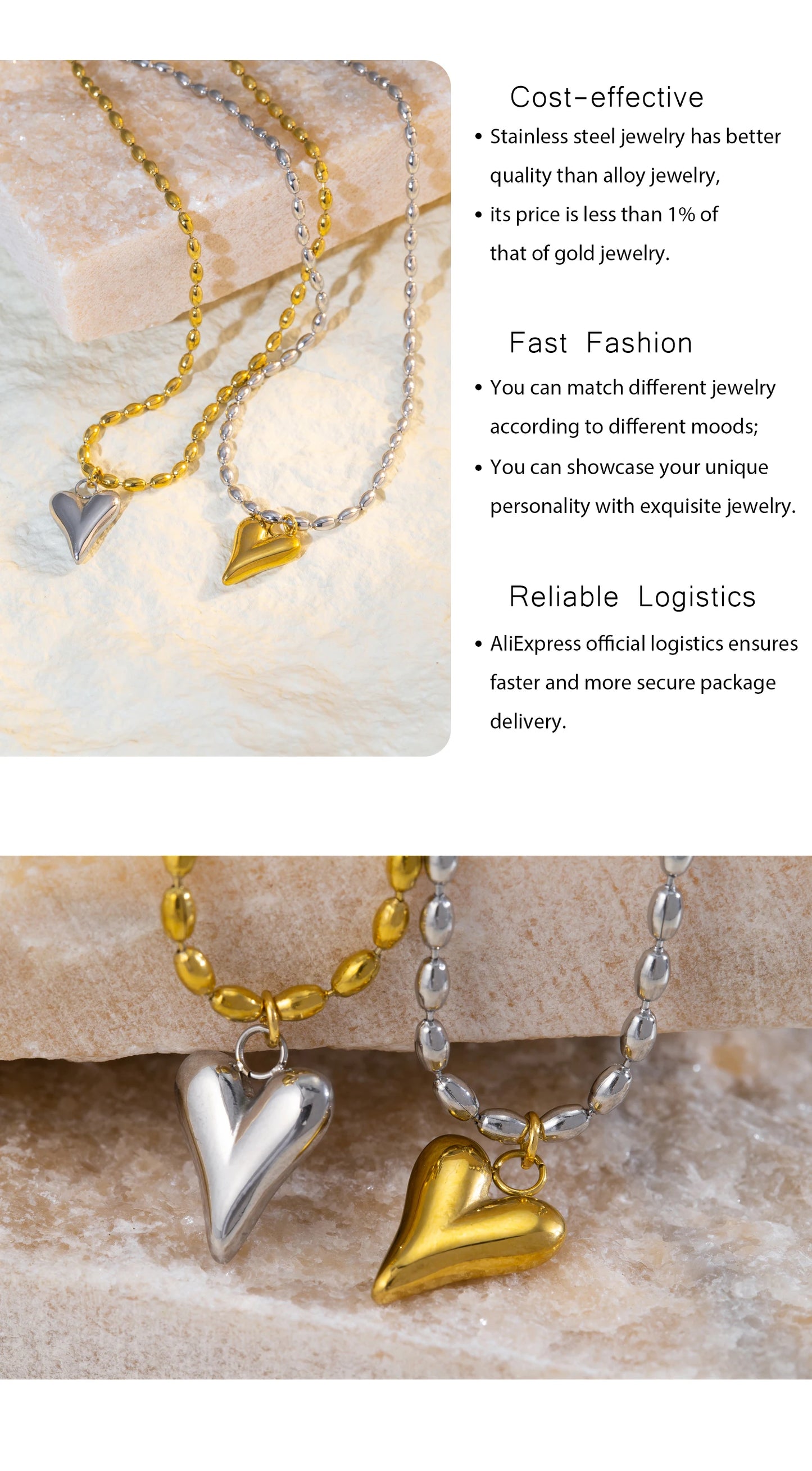 Gold Heart Pendant Necklace