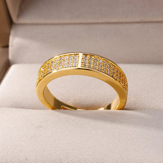 Zircon Geometric Gold Ring