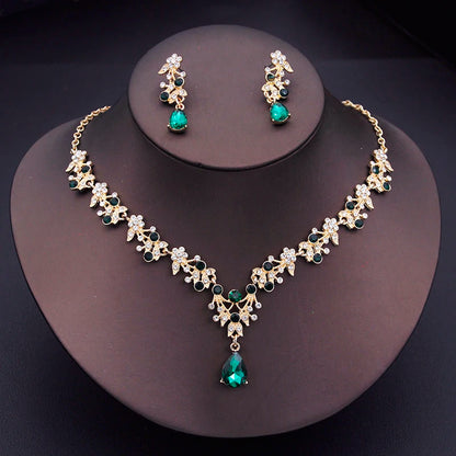 Floral Rhinestone Jewelry Set