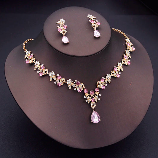Floral Rhinestone Jewelry Set