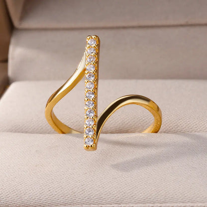 Gold Zircon Geometric Ring