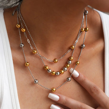 Gold Bead Clavicle Necklace