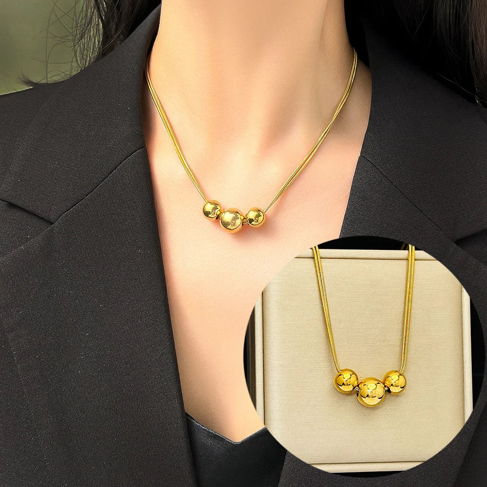 Gold Bead Pendant Necklace