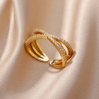 Gold Zircon Geometric Ring