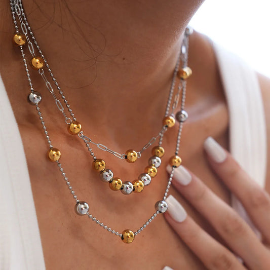 Gold Bead Clavicle Necklace