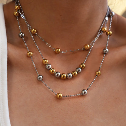 Gold Bead Clavicle Necklace