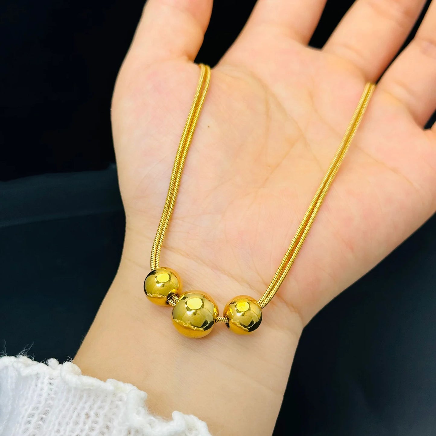 Gold Bead Pendant Necklace