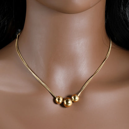 Gold Bead Pendant Necklace