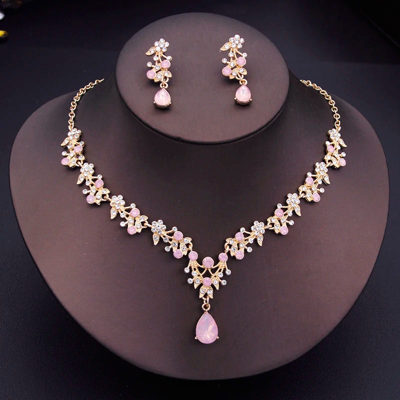 Floral Rhinestone Jewelry Set