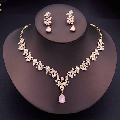 Floral Rhinestone Jewelry Set