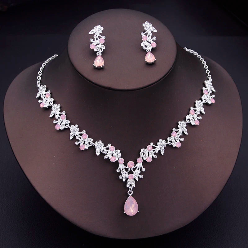 Floral Rhinestone Jewelry Set