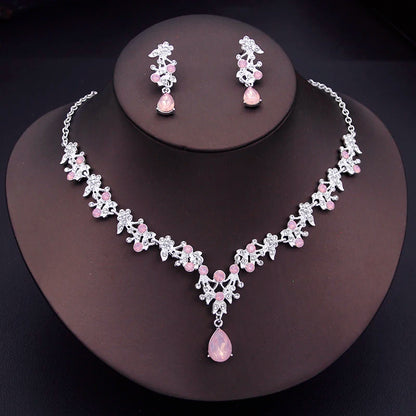 Floral Rhinestone Jewelry Set
