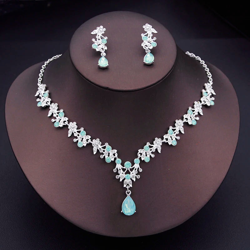 Floral Rhinestone Jewelry Set