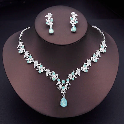 Floral Rhinestone Jewelry Set