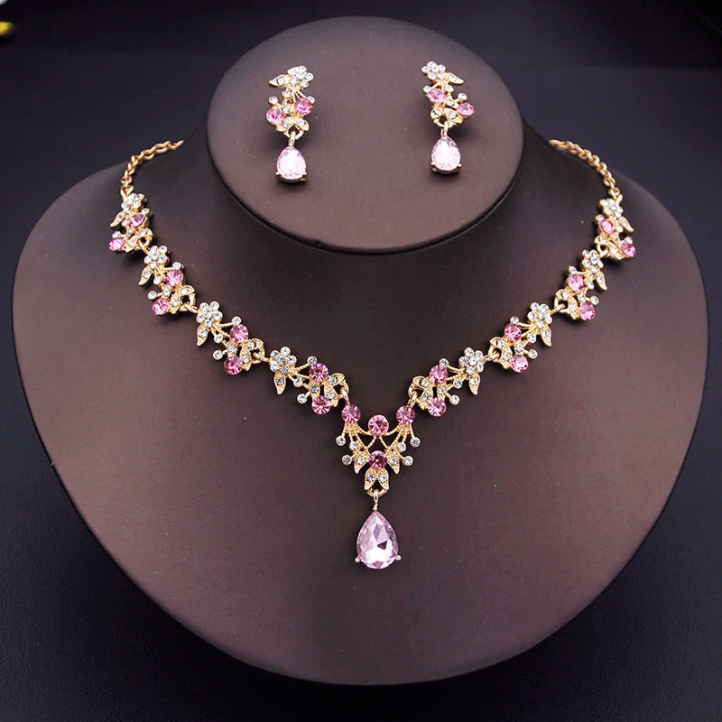 Floral Rhinestone Jewelry Set