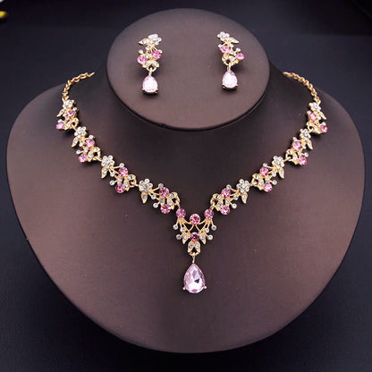 Floral Rhinestone Jewelry Set