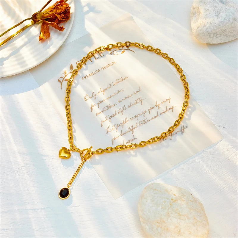 Black Heart Pendant Necklace