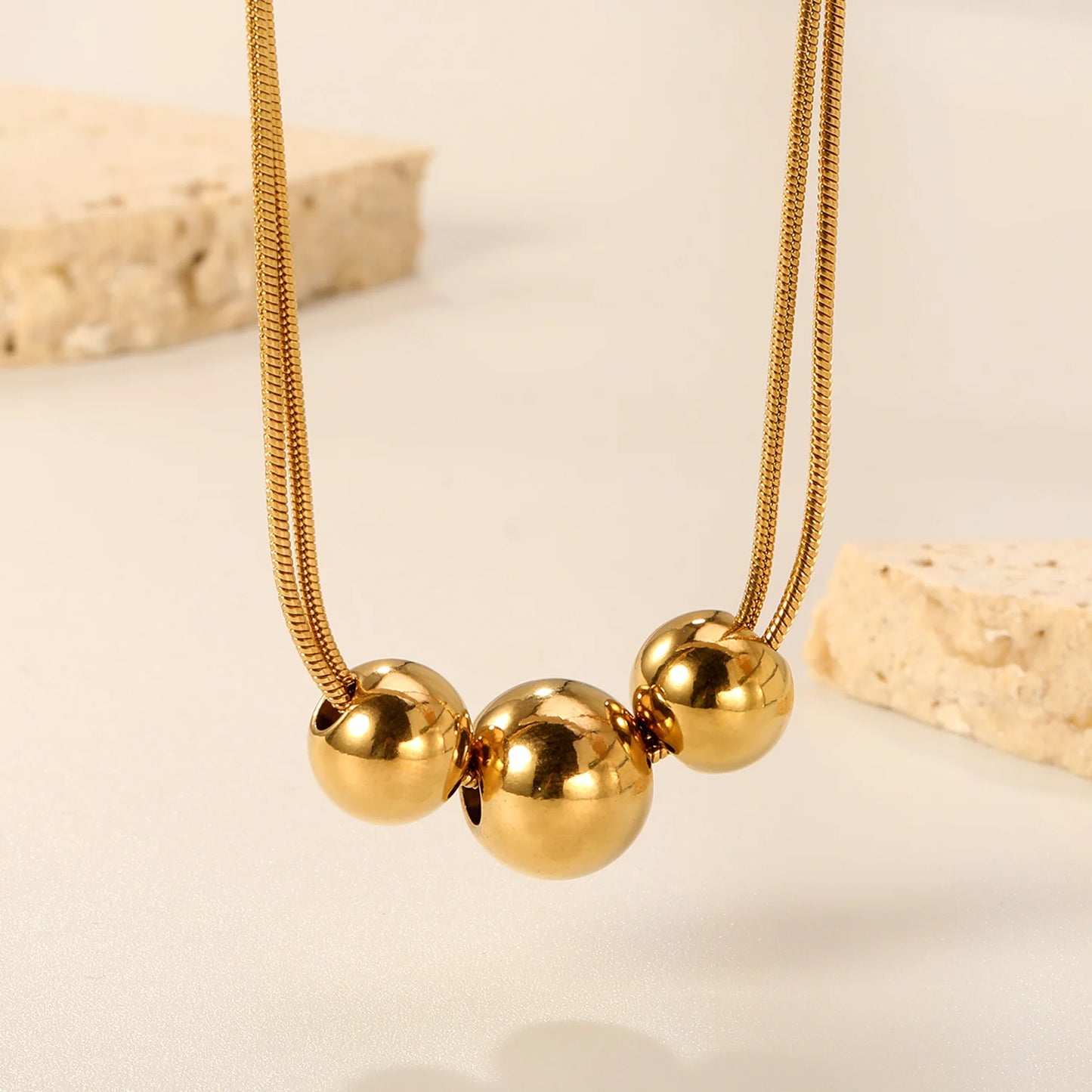 Gold Bead Pendant Necklace