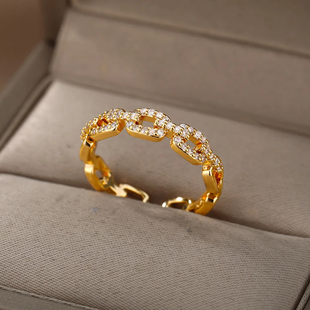 Gold Zircon Geometric Ring