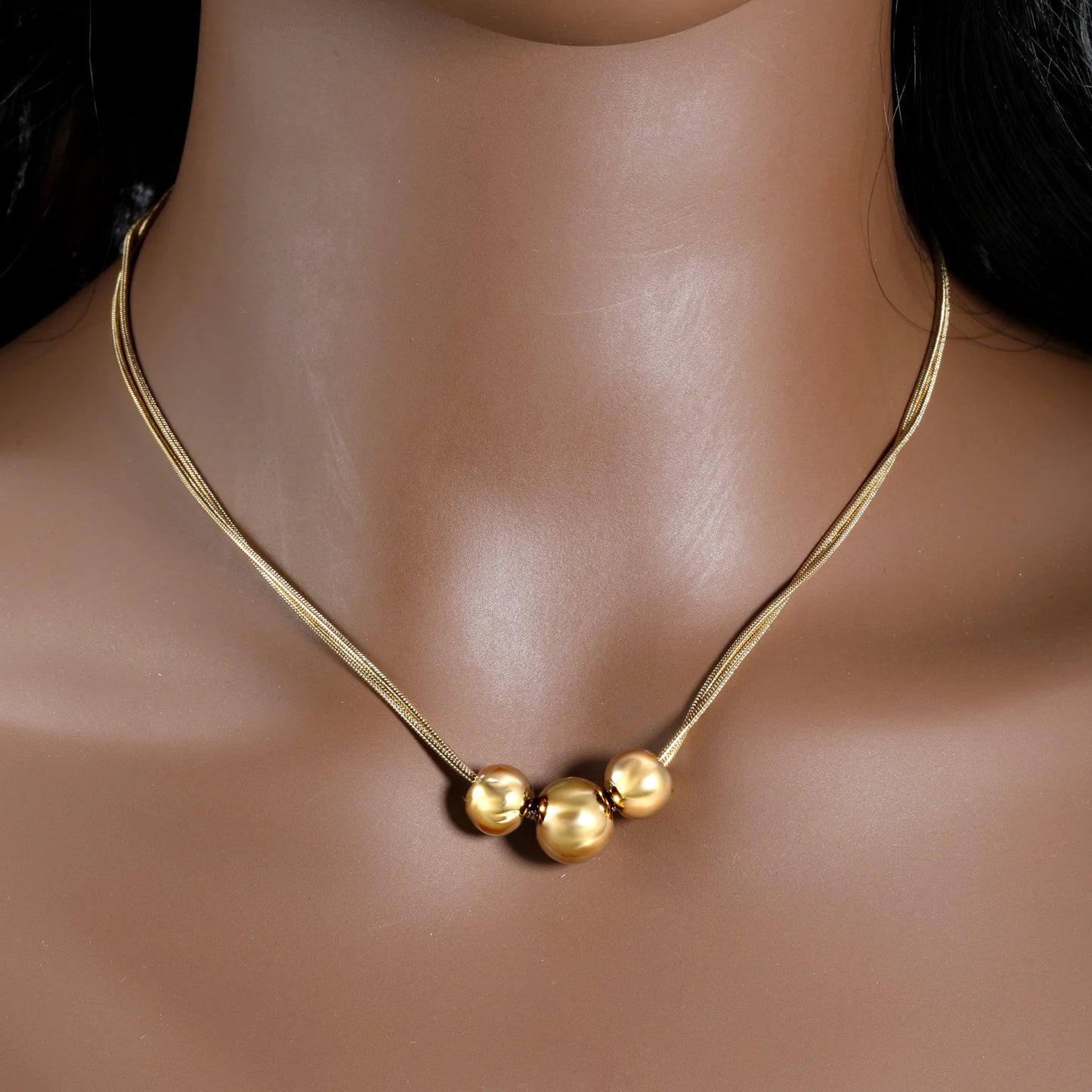 Gold Bead Pendant Necklace