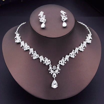 Floral Rhinestone Jewelry Set