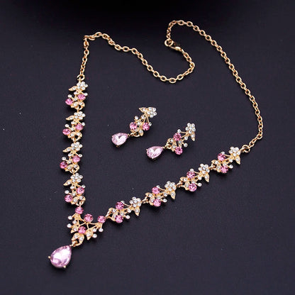 Floral Rhinestone Jewelry Set