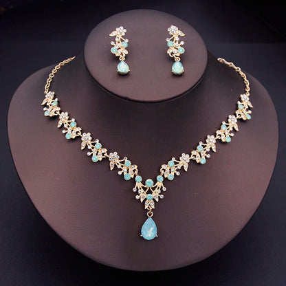 Floral Rhinestone Jewelry Set