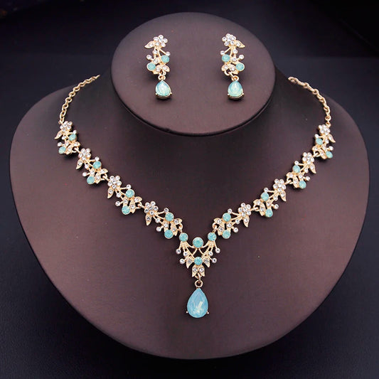 Floral Rhinestone Jewelry Set