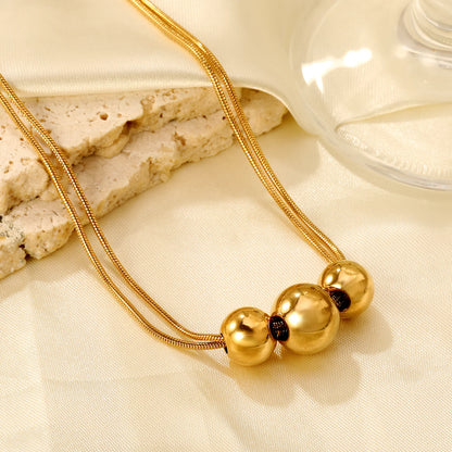 Gold Bead Pendant Necklace