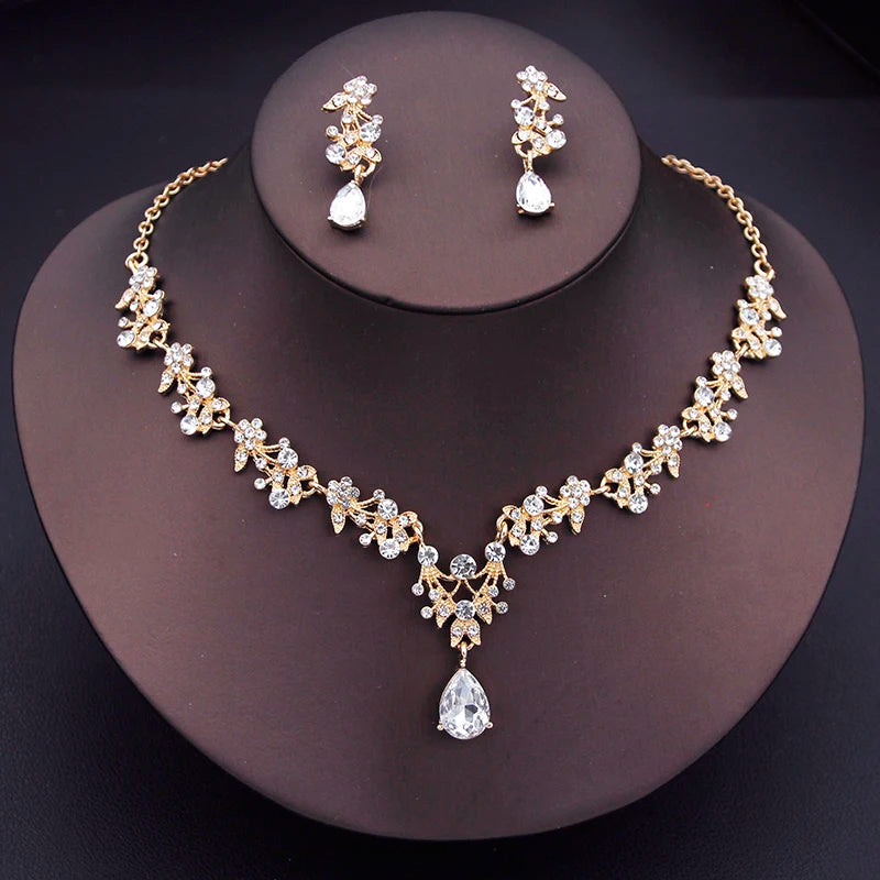 Floral Rhinestone Jewelry Set
