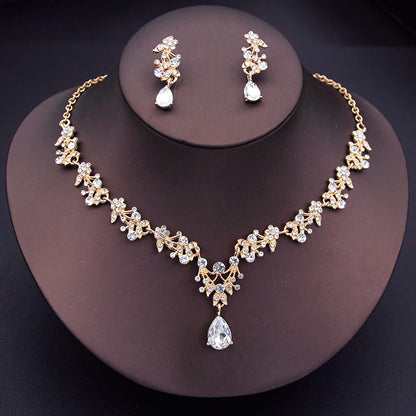Floral Rhinestone Jewelry Set