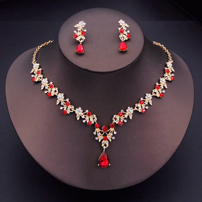 Floral Rhinestone Jewelry Set
