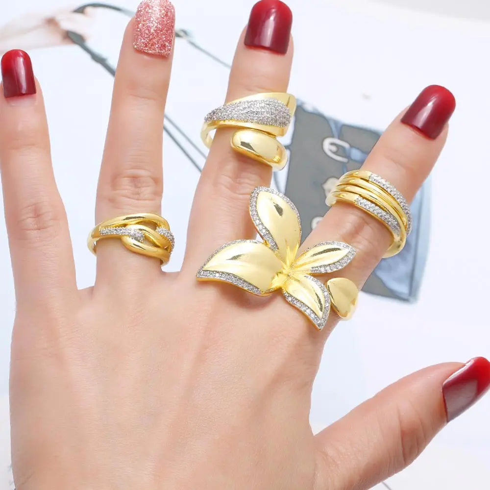 Crystal Butterfly Statement Ring