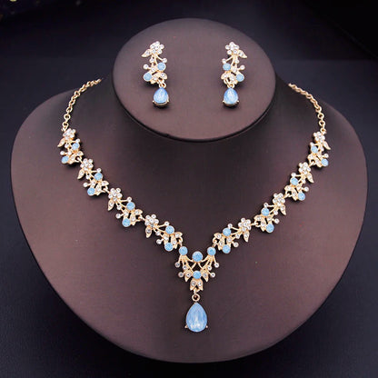 Floral Rhinestone Jewelry Set