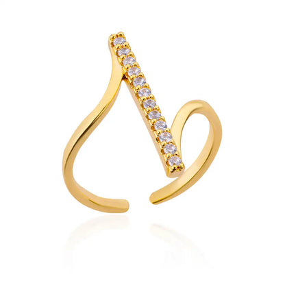 Gold Zircon Geometric Ring